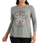 Camiseta feminina Lucky Brand Mandala manga 3/4 cinza tamanho GG