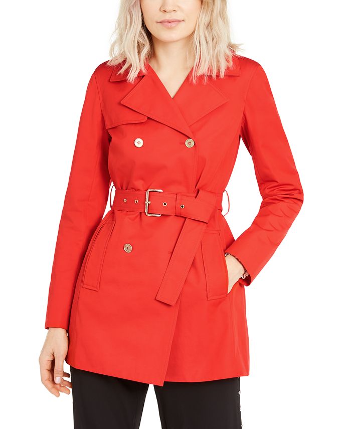 Michael Kors Casaco de cetim com cinto feminino vermelho tamanho pequeno pequeno