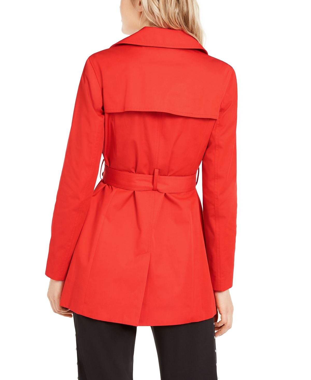 Michael Kors Casaco de cetim com cinto feminino vermelho tamanho pequeno pequeno