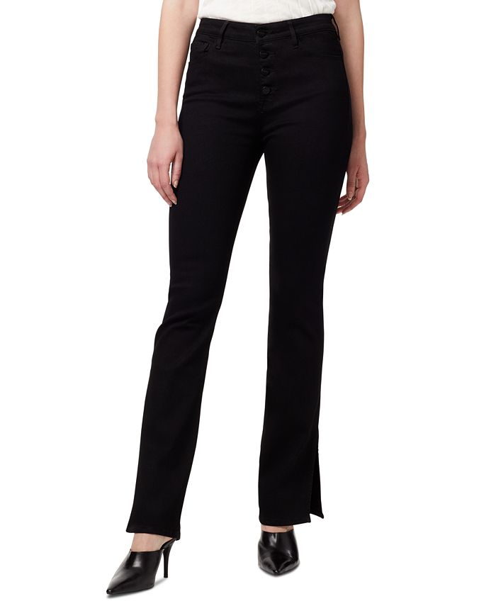 Calça jeans feminina Sanctuary com fenda e corte estilo bootcut, preta, tamanho 27