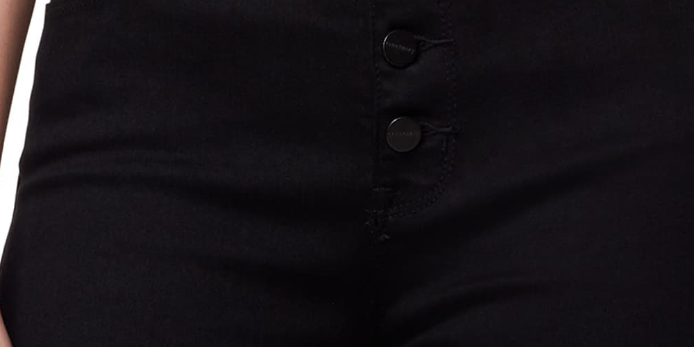 Calça jeans feminina Sanctuary com fenda e corte estilo bootcut, preta, tamanho 27