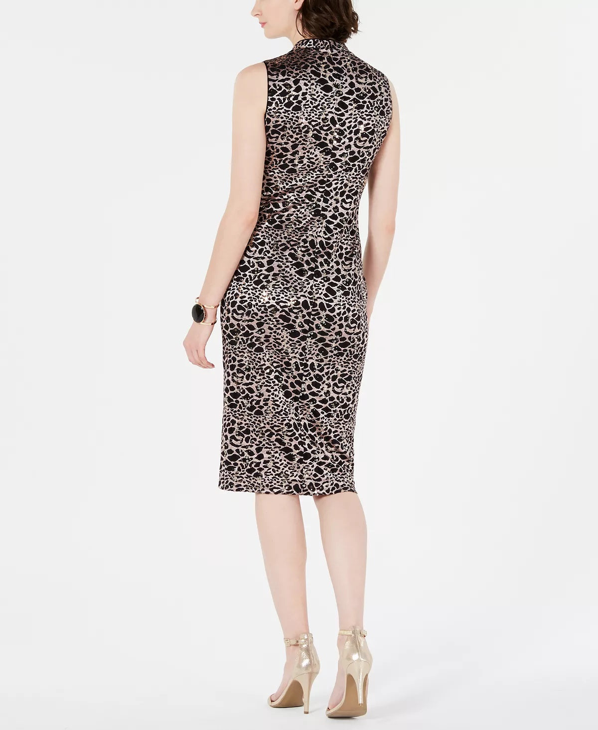 Vestido feminino de renda com decote falso e lantejoulas da INC International Concepts, preto, tamanho 8