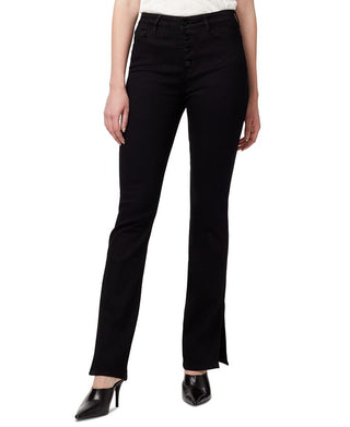 Calça jeans feminina Sanctuary com fenda e corte estilo bootcut, preta, tamanho 28