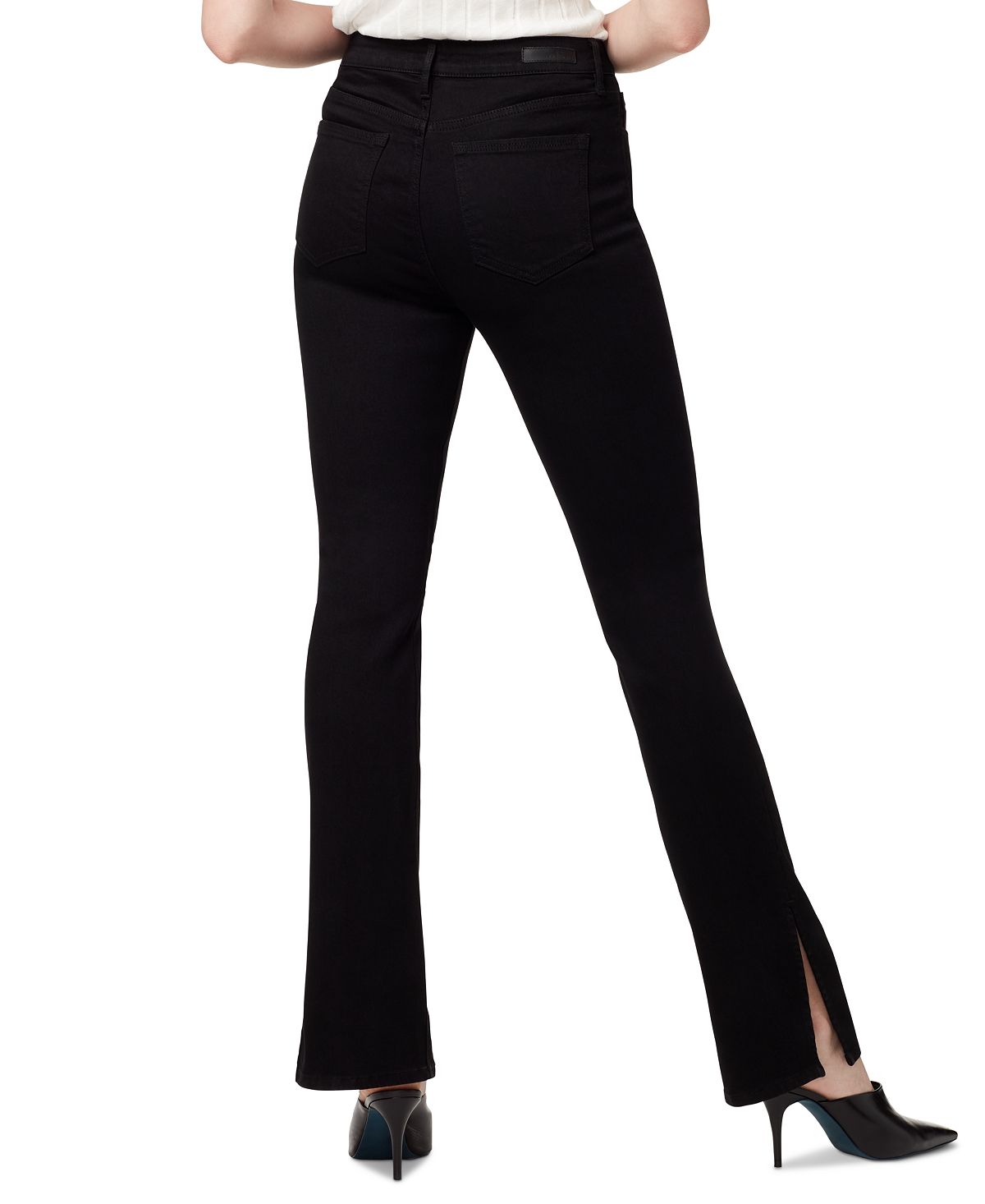 Calça jeans feminina Sanctuary com fenda e corte estilo bootcut, preta, tamanho 28