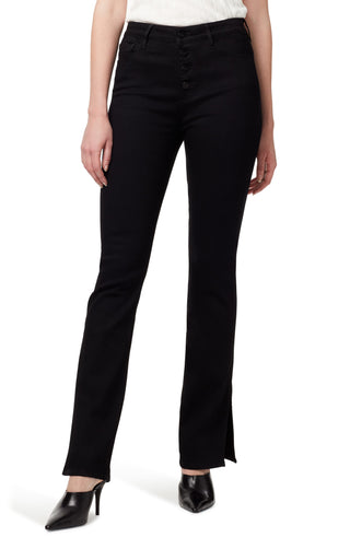 Calça jeans feminina Sanctuary com fenda e corte estilo bootcut, preta, tamanho 28