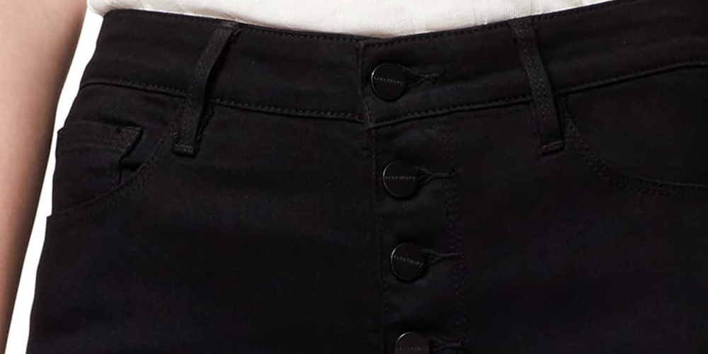 Calça jeans feminina Sanctuary com fenda e corte estilo bootcut, preta, tamanho 28