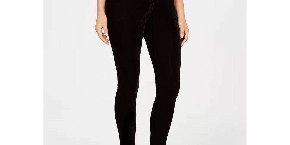 Leggings de veludo femininas JM Collection, pretas, tamanho pequeno