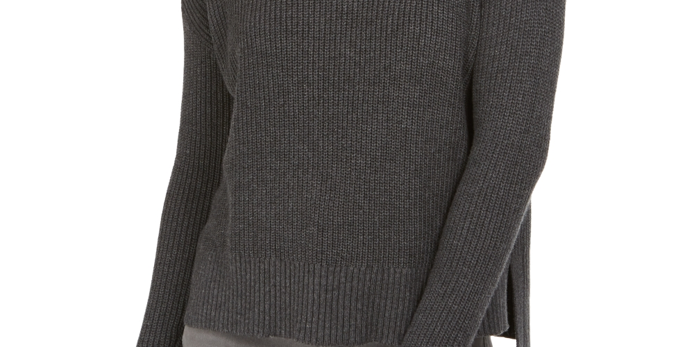 Suéter feminino estilo &amp; co com gola alta, cor carvão, tamanho grande