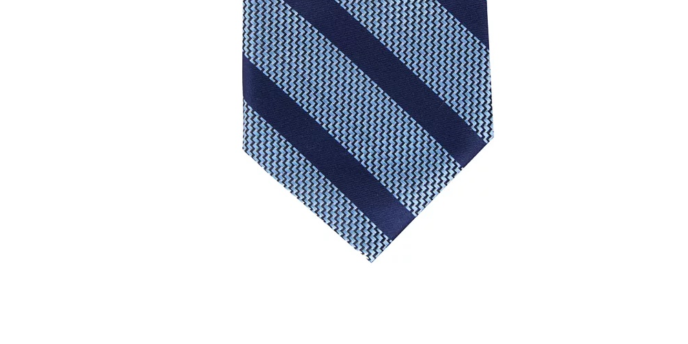 Gravata listrada Brookford masculina Perry Ellis, azul/marrom, tamanho único