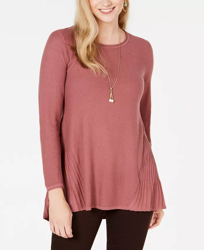 Suéter túnica feminino estilo &amp; co, alto e baixo, rosa escuro, tamanho médio