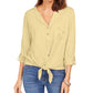 Top feminino com bolsos e ilhós e amarração frontal, tamanho XXG, amarelo, da Style &amp; Co