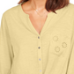 Top feminino com bolsos e ilhós e amarração frontal, tamanho XXG, amarelo, da Style &amp; Co