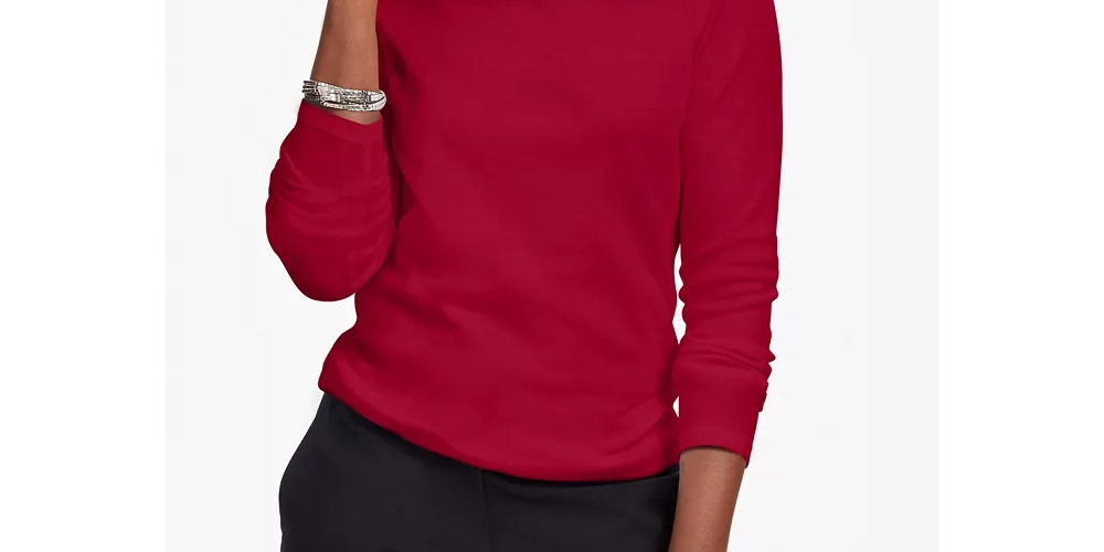 Karen Scott Suéter Feminino com Tachas e Gola Falsa Vermelho Tamanho Médio