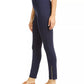Leggings femininas com zíper e bainha lateral JM Collection, azul, tamanho pequeno