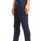 Leggings femininas com zíper e bainha lateral JM Collection, azul, tamanho pequeno