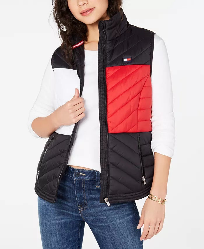 Colete esportivo acolchoado feminino Tommy Hilfiger, preto, tamanho extragrande