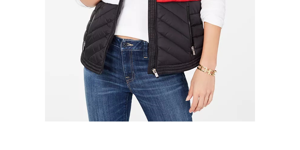 Colete esportivo acolchoado feminino Tommy Hilfiger, preto, tamanho extragrande