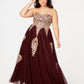 Vestido de festa feminino plus size bordado sem alças, roxo escuro, tamanho 14W, da Say Yes To The Prom