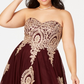 Vestido de festa feminino plus size bordado sem alças, roxo escuro, tamanho 14W, da Say Yes To The Prom
