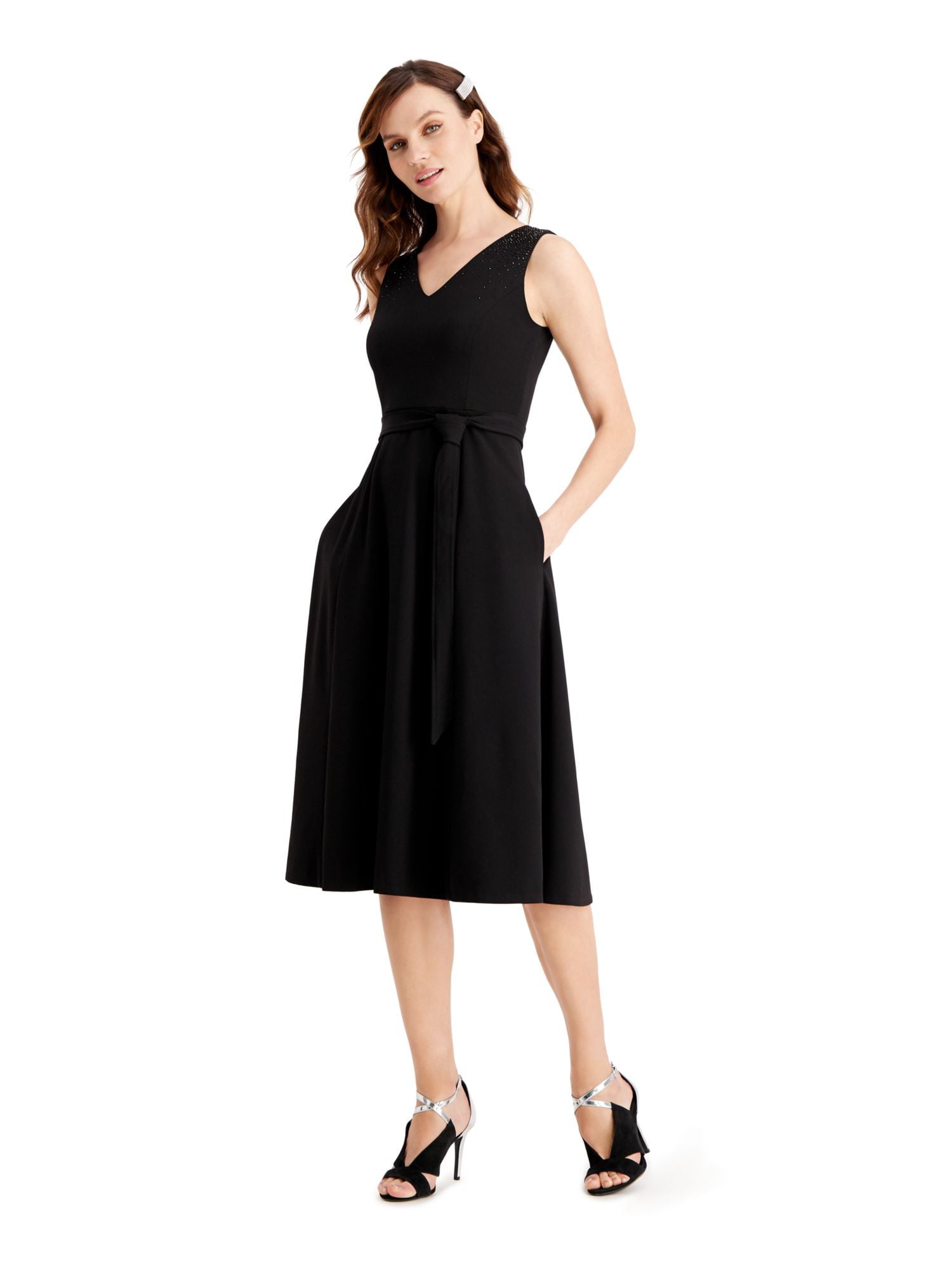 calvin-klein-womens-embellished-belted-dress-black-size-4-petite
