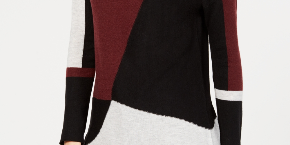 Suéter feminino colorblock da INC International Concepts, preto, tamanho pequeno, XL