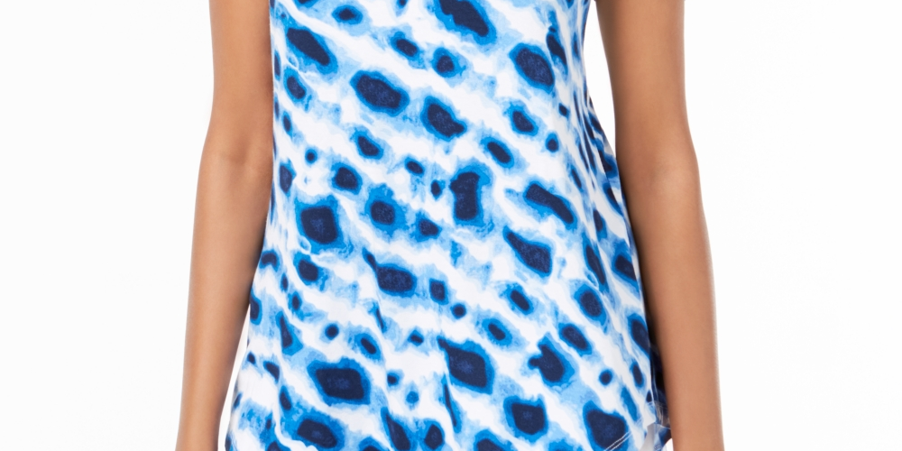 Blusa feminina estampada com ombros descobertos, azul, tamanho pequeno, da coleção JM