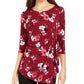 Blusa feminina Alfani com estampa lateral e amarração lateral, tamanho vinho, pequena, G