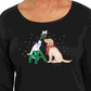 Camisa de Natal feminina Karen Scott com detalhes embelezados, preta, tamanho PSM