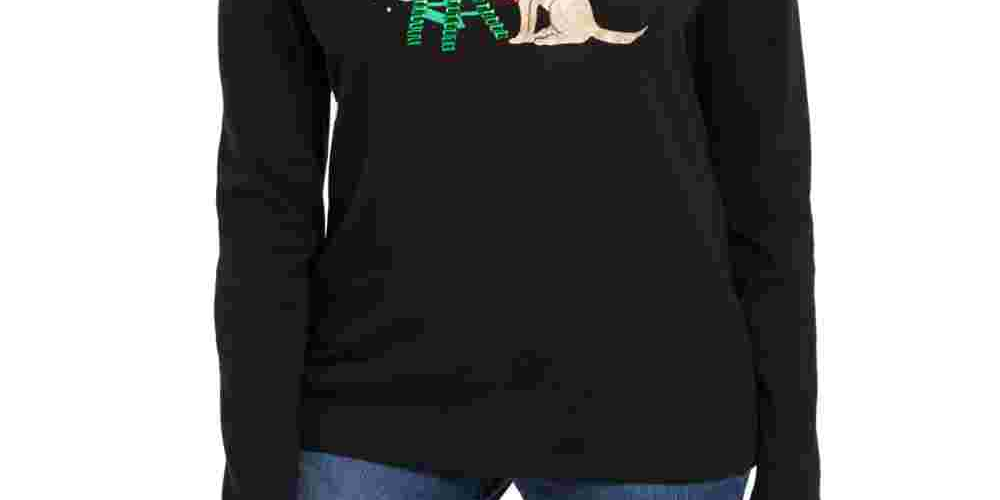 Camisa de Natal feminina Karen Scott com detalhes embelezados, preta, tamanho PSM