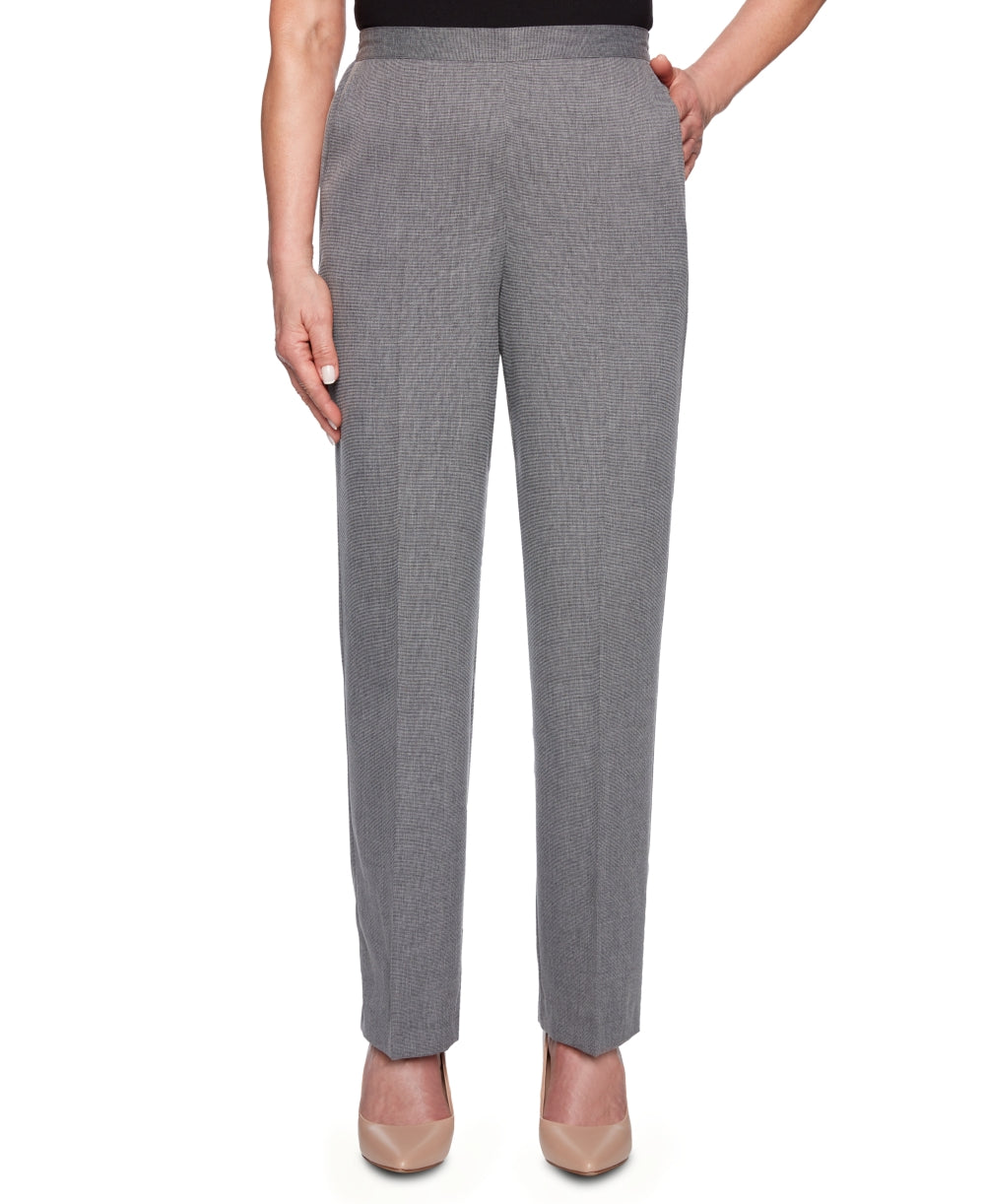 Calça feminina reta para sala de reuniões Alfred Dunner, cinza, tamanho 18x4,5