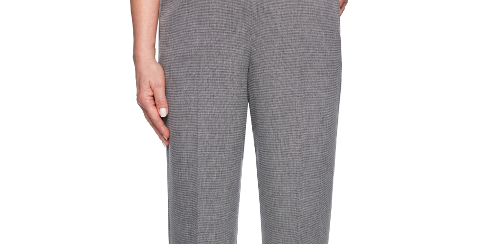 Calça feminina reta para sala de reuniões Alfred Dunner, cinza, tamanho 18x4,5