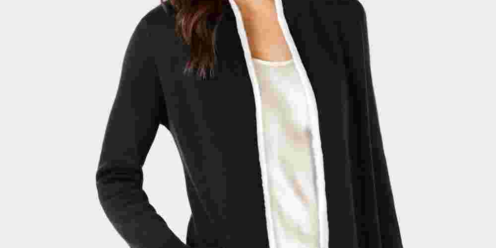 Cardigan aberto feminino Alfani, preto, tamanho pequeno e pequeno