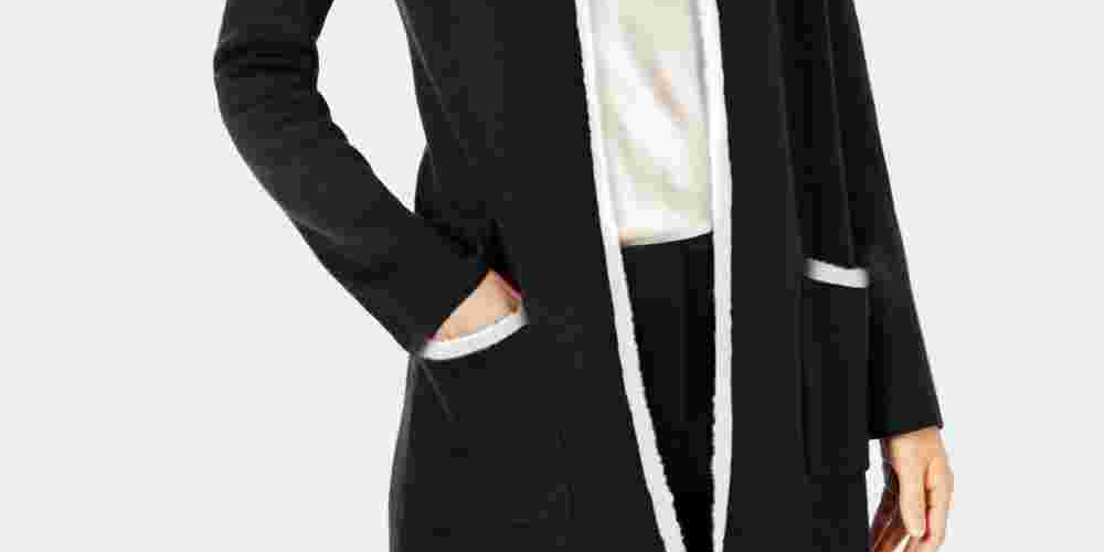 Cardigan aberto feminino Alfani, preto, tamanho pequeno e pequeno