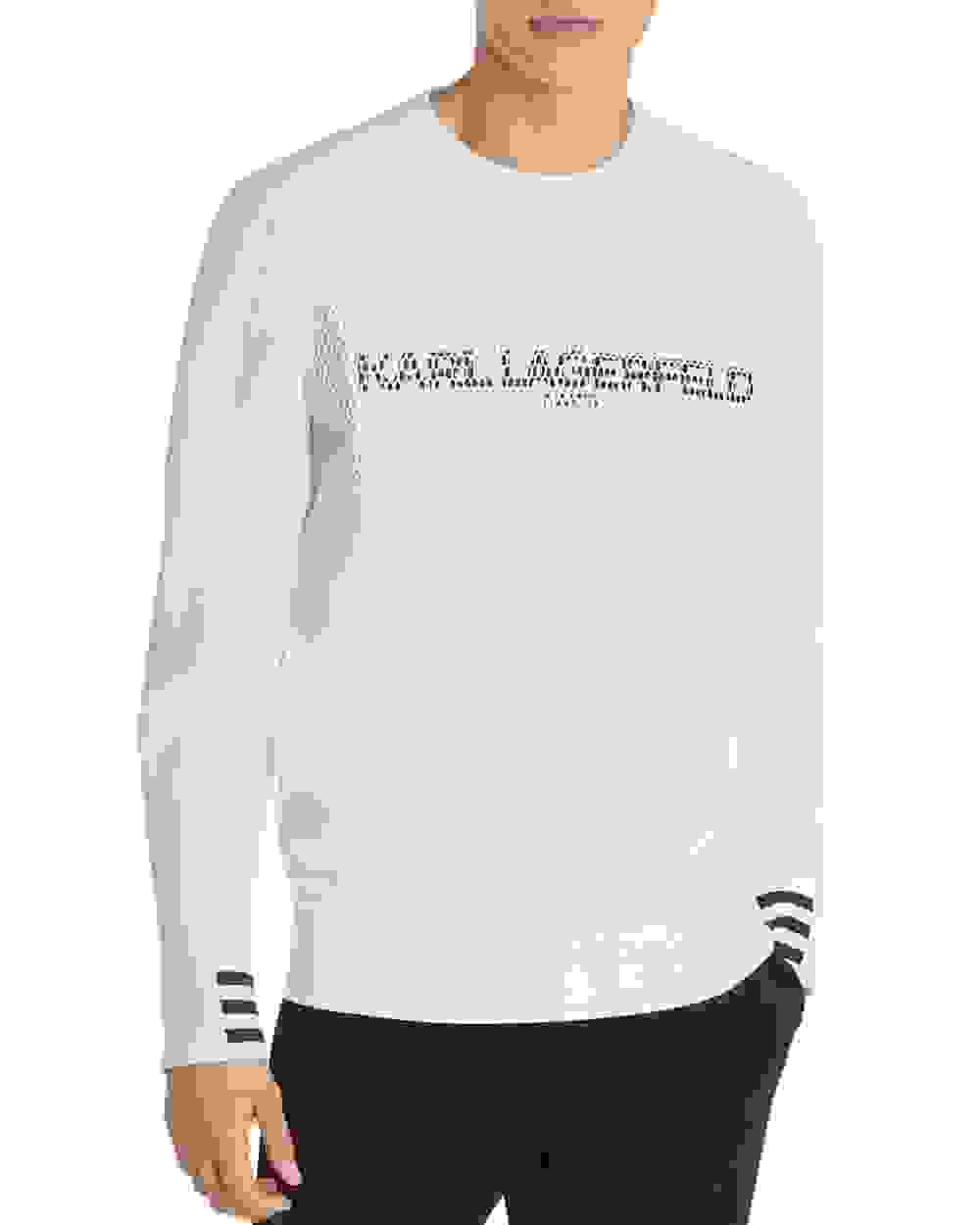 Karl Lagerfeld Paris Moletom Masculino com Estampa de Logo e Painéis, Branco, Tamanho Grande