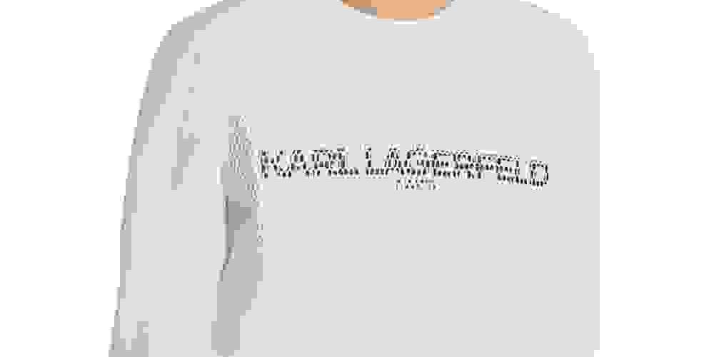 Karl Lagerfeld Paris Moletom Masculino com Estampa de Logo e Painéis, Branco, Tamanho Grande