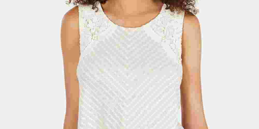 Blusa feminina listrada sem mangas estilo &amp; co, bege, tamanho médio