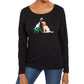 Camisa de Natal feminina Karen Scott com detalhes embelezados, preta, tamanho pequeno GG