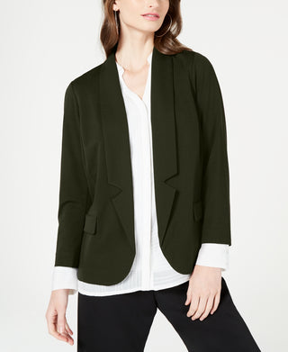 Blazer feminino Alfani com gola entalhada verde-oliva, tamanho pequeno G
