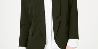 Blazer feminino Alfani com gola entalhada verde-oliva, tamanho pequeno G