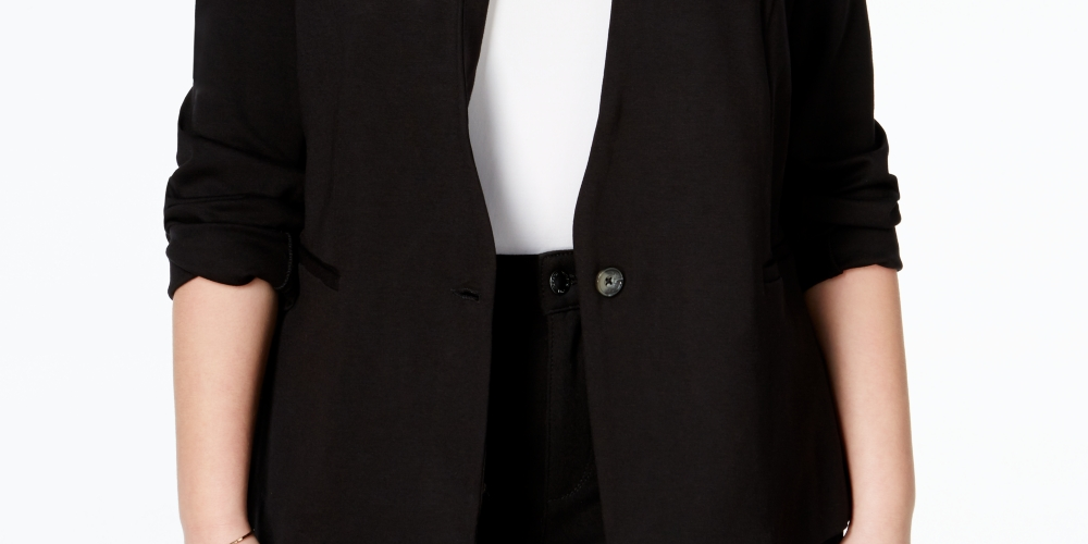 Blazer feminino Rachel Roy Trendy Ponte, preto, tamanho 2X