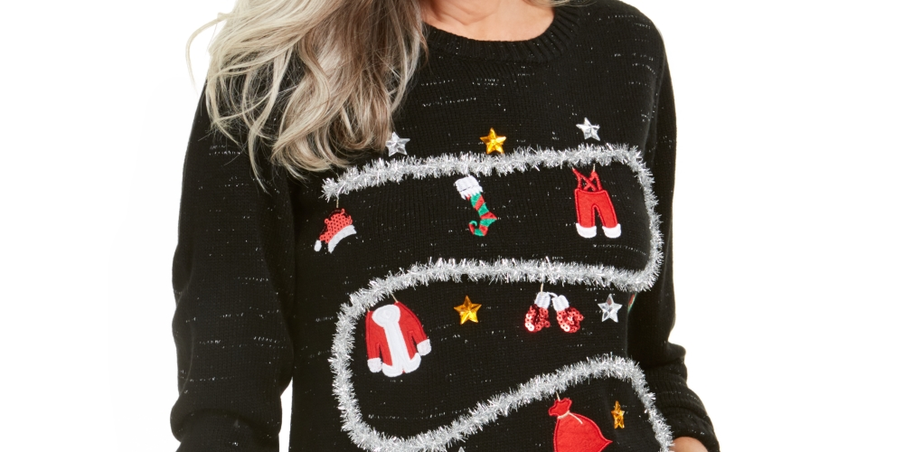 Karen Scott Suéter Feminino Holiday Laundry Preto Tamanho Médio