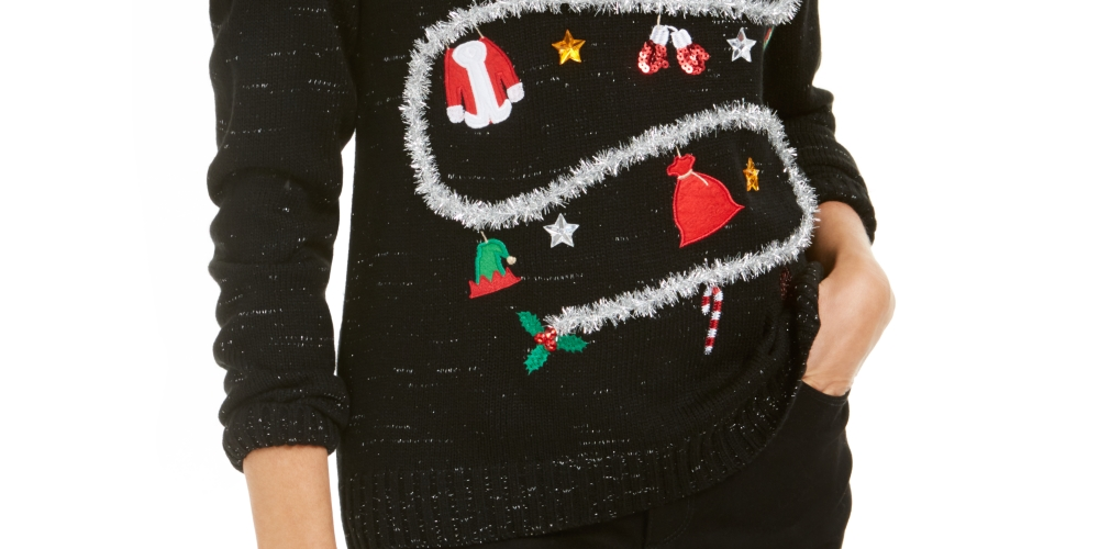 Karen Scott Suéter Feminino Holiday Laundry Preto Tamanho Médio