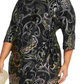 Vestido feminino Robbie Bee Plus com estampa de folha e nó lateral, preto, tamanho 3X