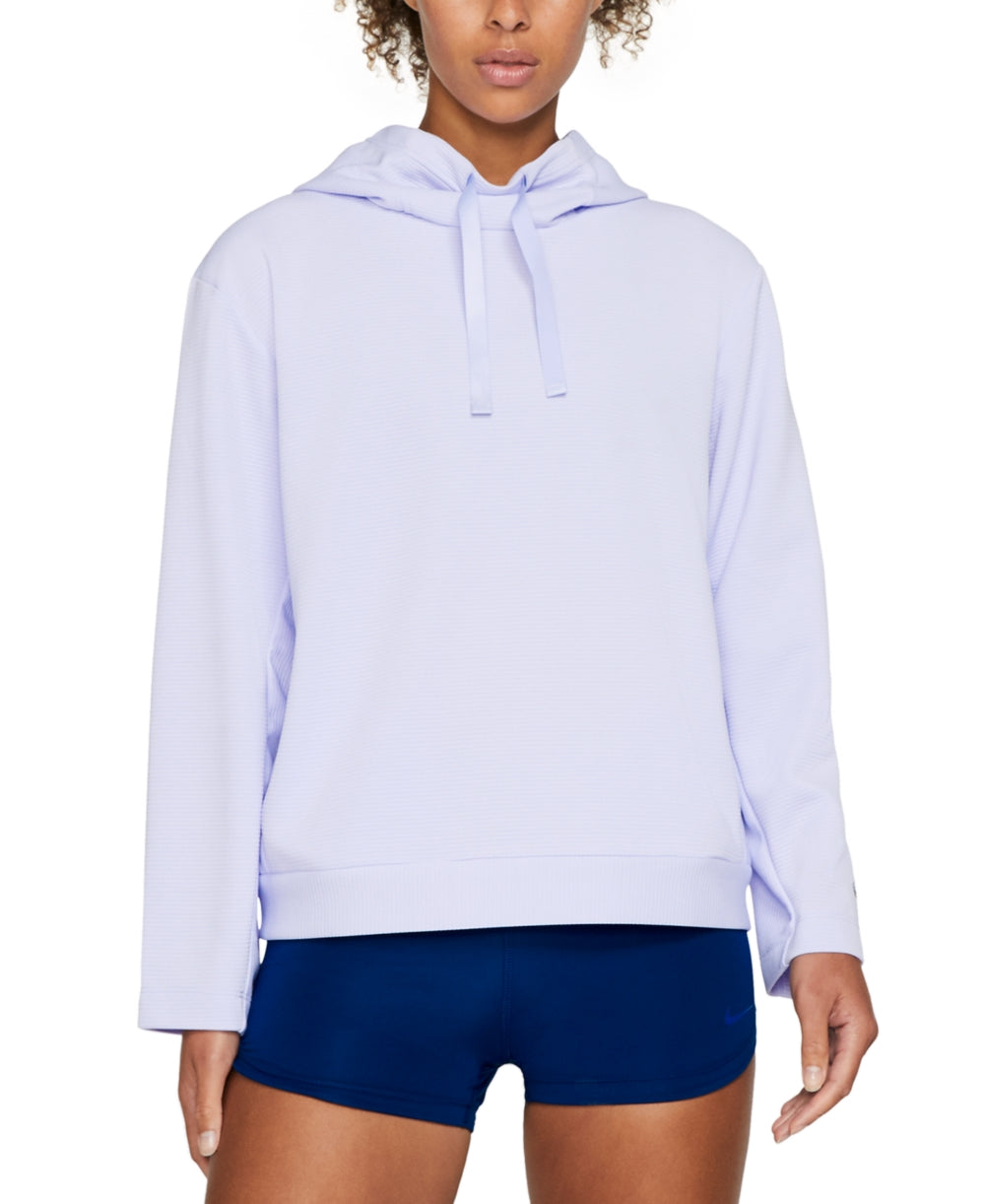 Moletom com capuz Nike Dri Fit Fleece para treino feminino, roxo, tamanho pequeno