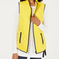 Colete feminino Charter Club com zíper frontal e acabamento contrastante, amarelo, tamanho médio