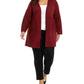 Cardigan feminino listrado metálico Alfani Plus, vermelho, tamanho 2X
