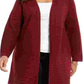 Cardigan feminino listrado metálico Alfani Plus, vermelho, tamanho 2X
