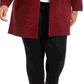Cardigan feminino listrado metálico Alfani Plus, vermelho, tamanho 2X
