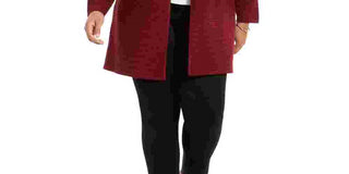 Cardigan feminino listrado metálico Alfani Plus vermelho tamanho 1X