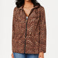 Jaqueta feminina Charter Club com estampa de leopardo ZiPetite Per Print, marrom, tamanho pequeno S